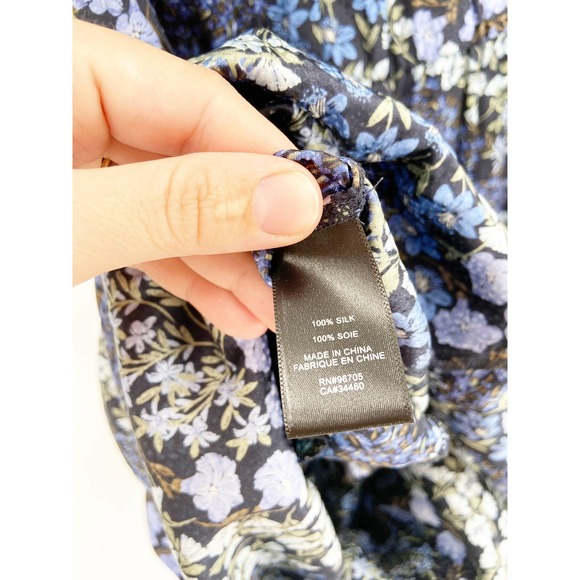 Rebecca Taylor Ava Silk Navy Blue Floral Print Crop Wide Leg Jumpsuit Size 2 - Picture 7 of 8